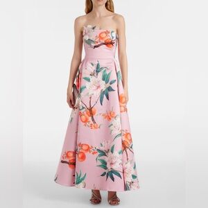 Leo Lin Floral Strapless Pink Dress